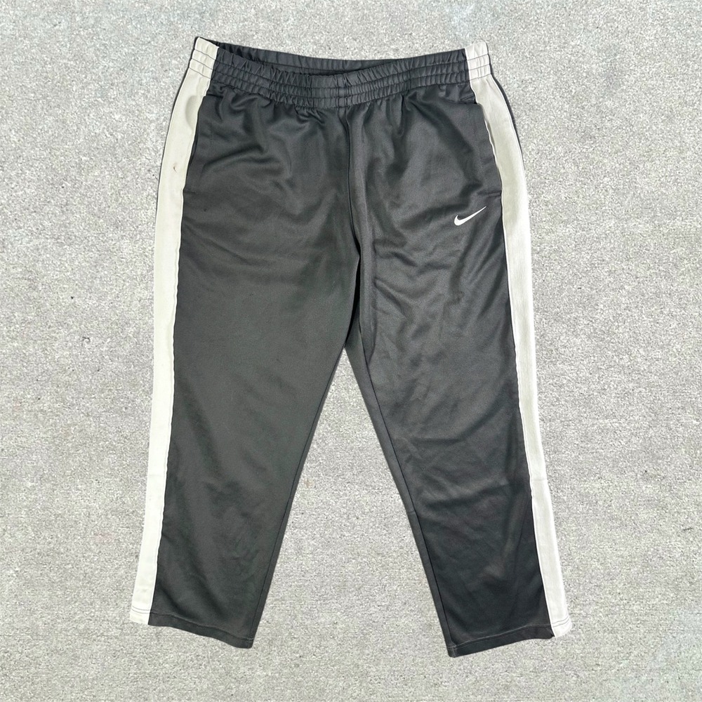 Nike The Athletic Dept Men's Track Pants Large Gray‎ White Stripe Wide Leg Baggy
